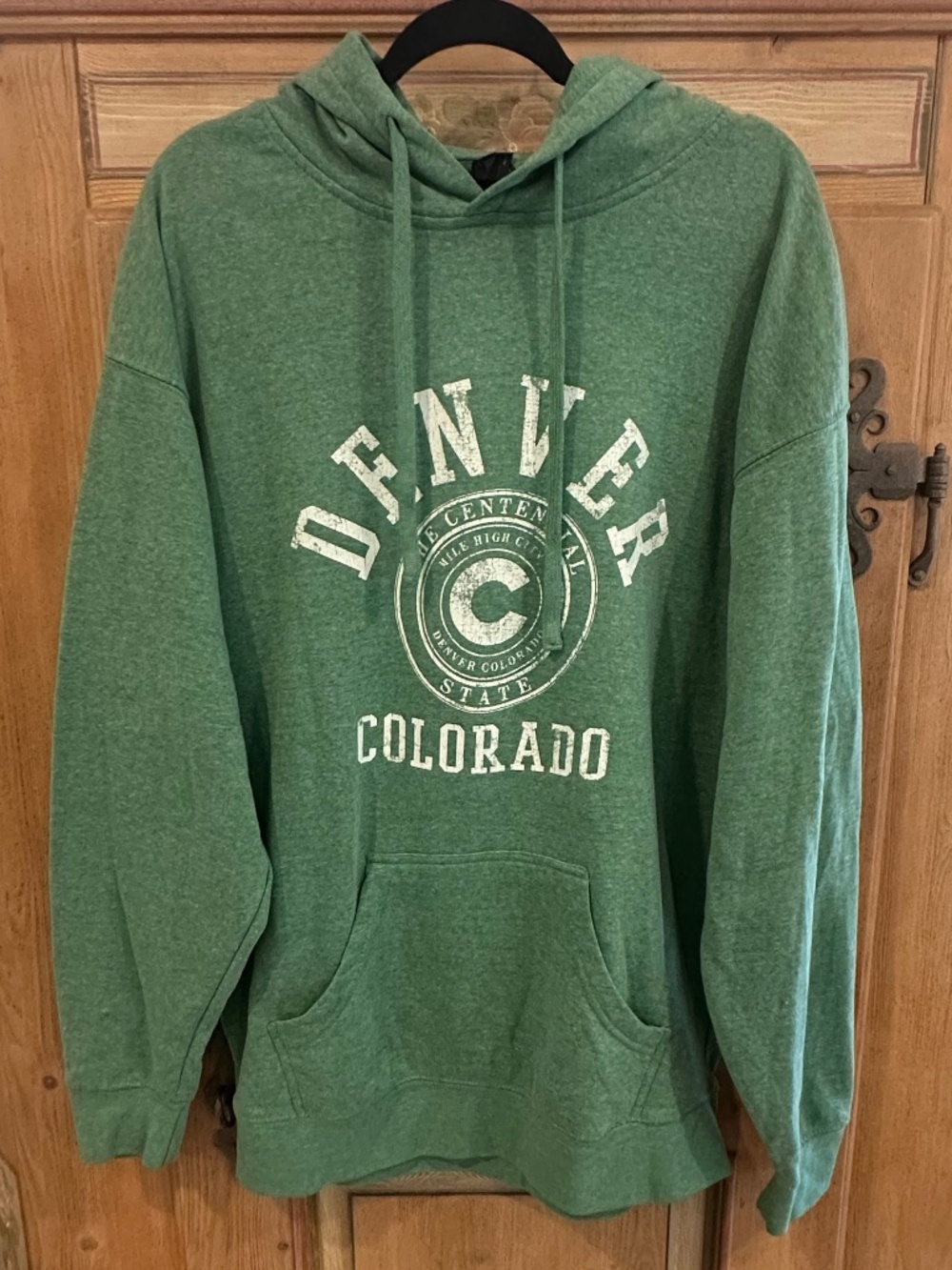 POINT - Supersoft Green Denver Colorado Hoody with Kangaroo Pocket - Size XL